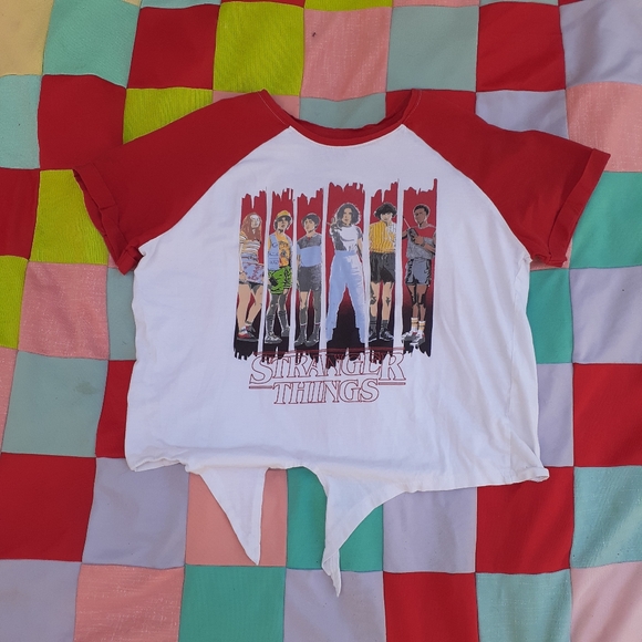 NETFLIX STRANGER Things Licensed Tie-up Medium T-Shirt Cute Sleeves 😍 - Picture 2 of 15